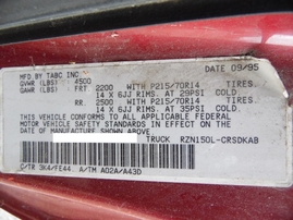 1996 TOYOTA TACOMA BURGUNDY XTRA 2.4L AT 2WD Z17697